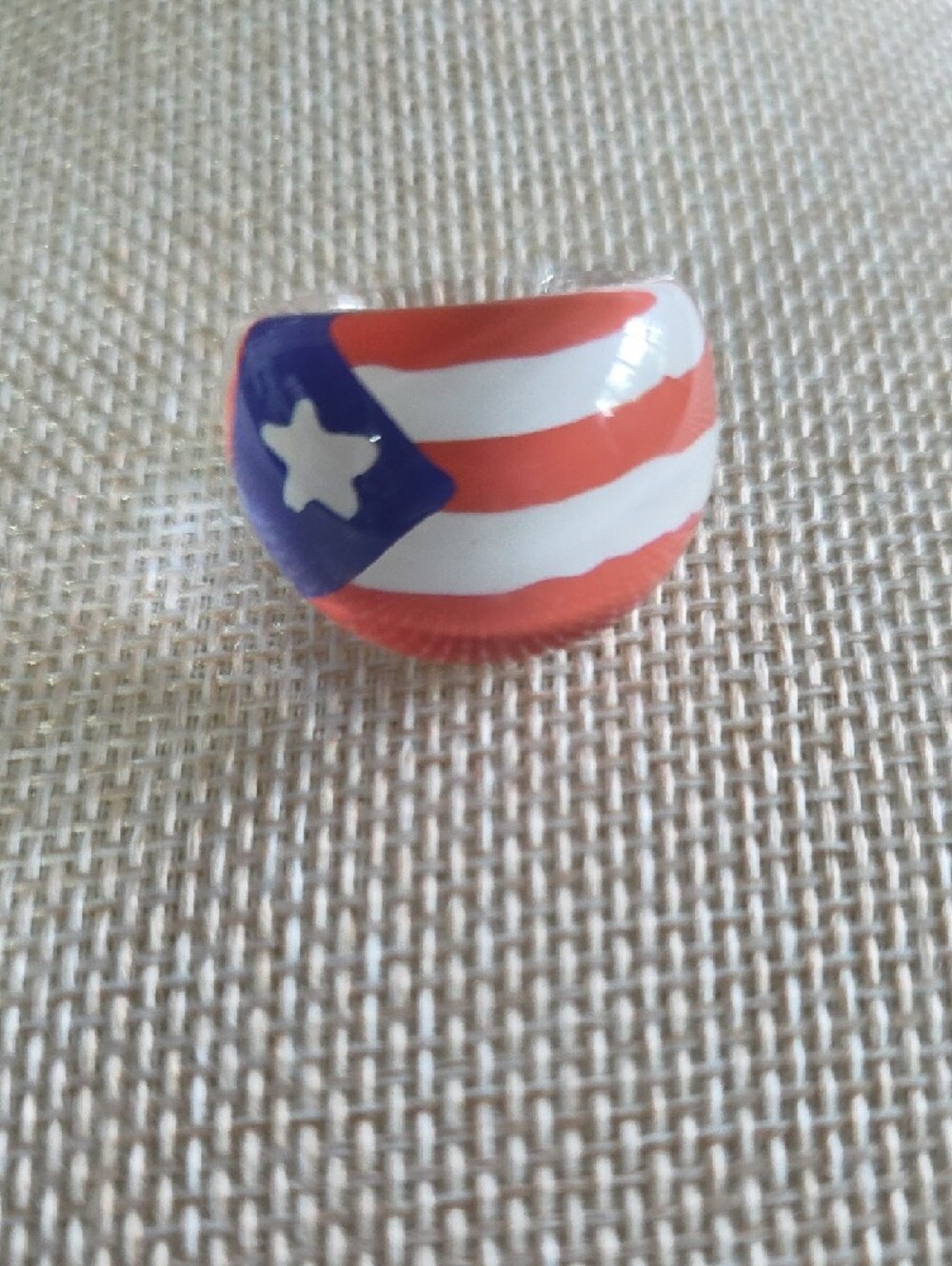 Red, White & Blue Enamel Flag Ring - Picture 2 of 2